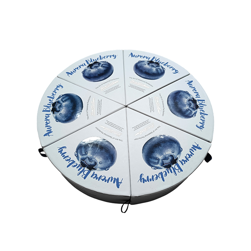 Round Blueberry Fruit Gift Box Papier Papier box-šesť štvorcových obalov v tvare ventilátora